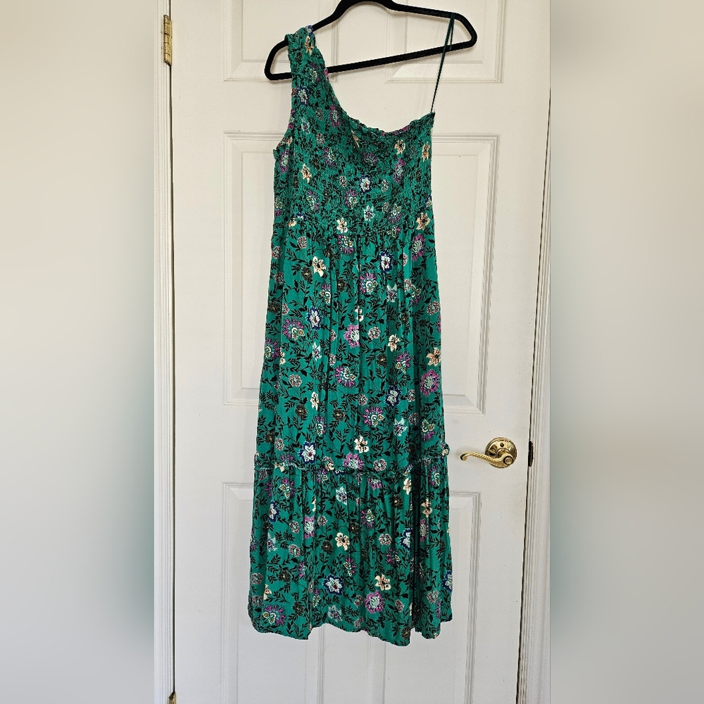 Green Floral One-Shoulder Maxi Dress